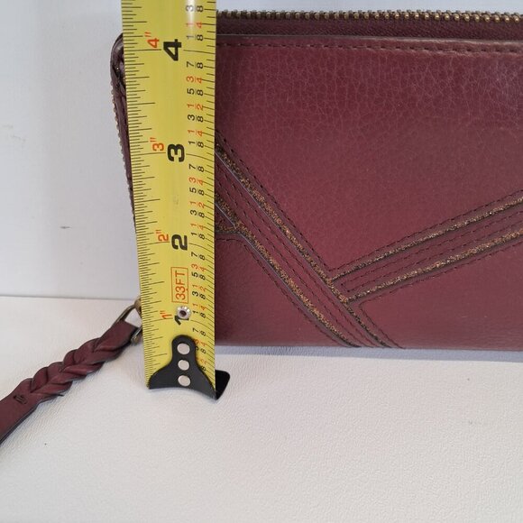 Fossil Zip Around Burgundy Marron Leather Wallet - Picture 12 of 12